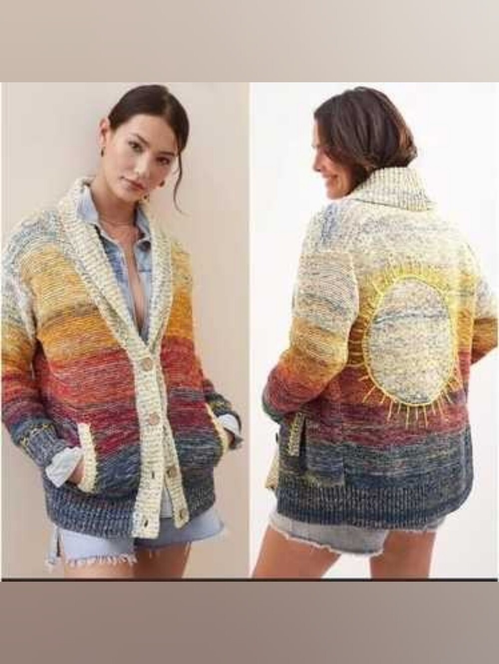 Anthropologie Pilcro Sunset Embroidered Cardigan XL